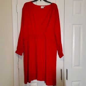 Scarlet polka dot knee length dress